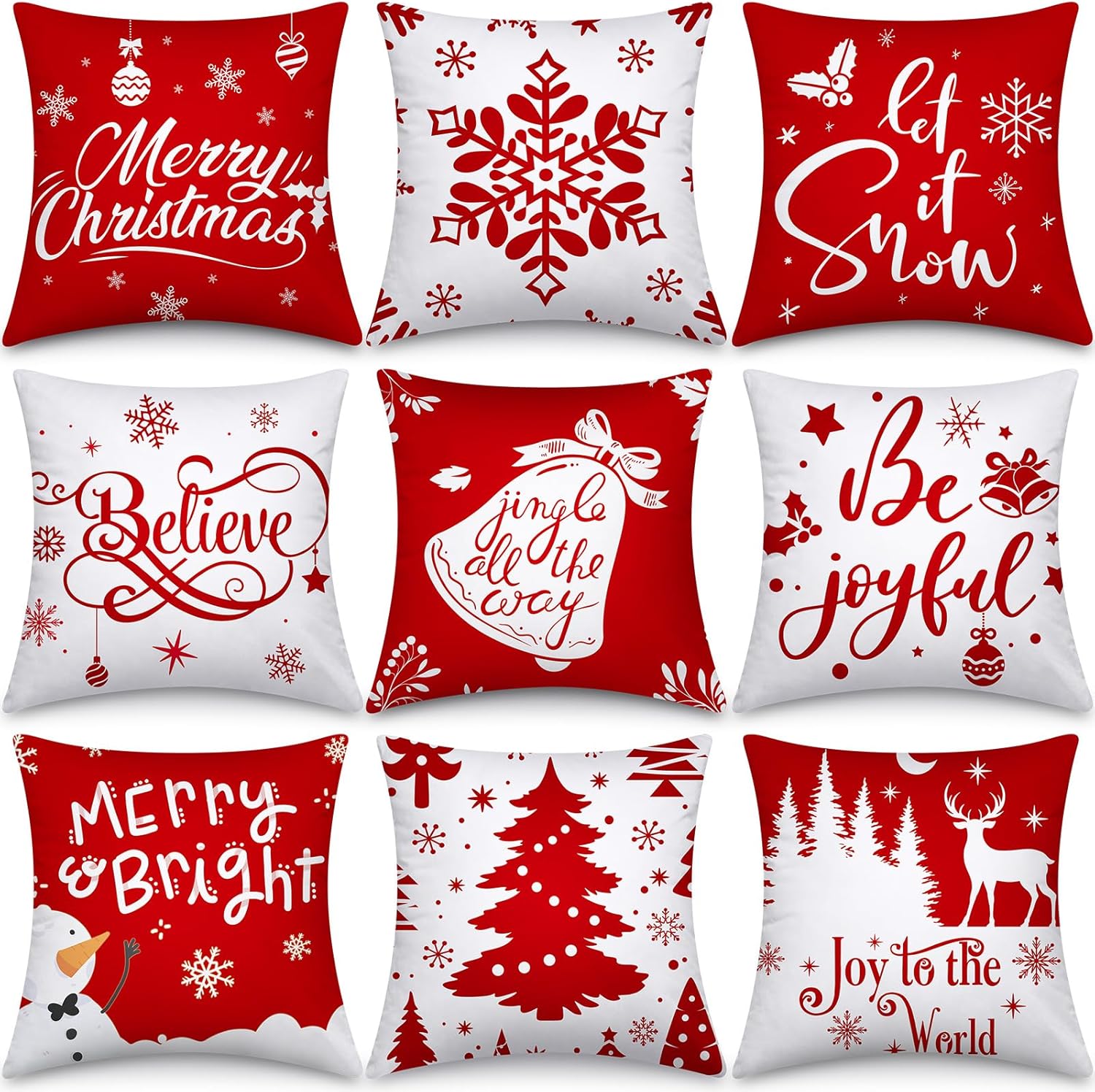 9 fundas de almohada de Navidad de 18 x 18 pulgadas, fundas de almohada navideñas para el hogar, árbol de Navidad, fundas de almohada para el hogar,