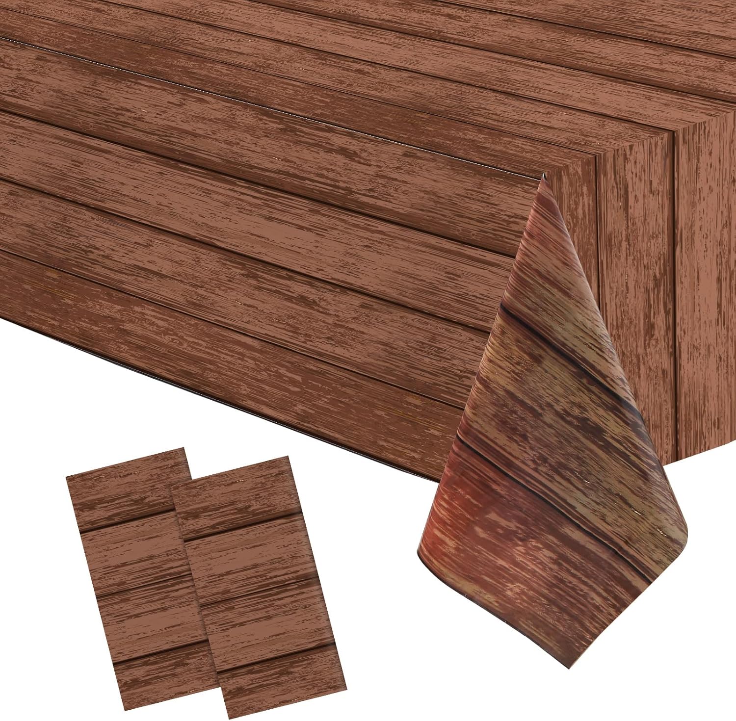 Irenare Mantel de madera de grano de madera, manteles de plástico rústico, rectangular, decoración de mesa para barbacoa, otoño, fiesta de