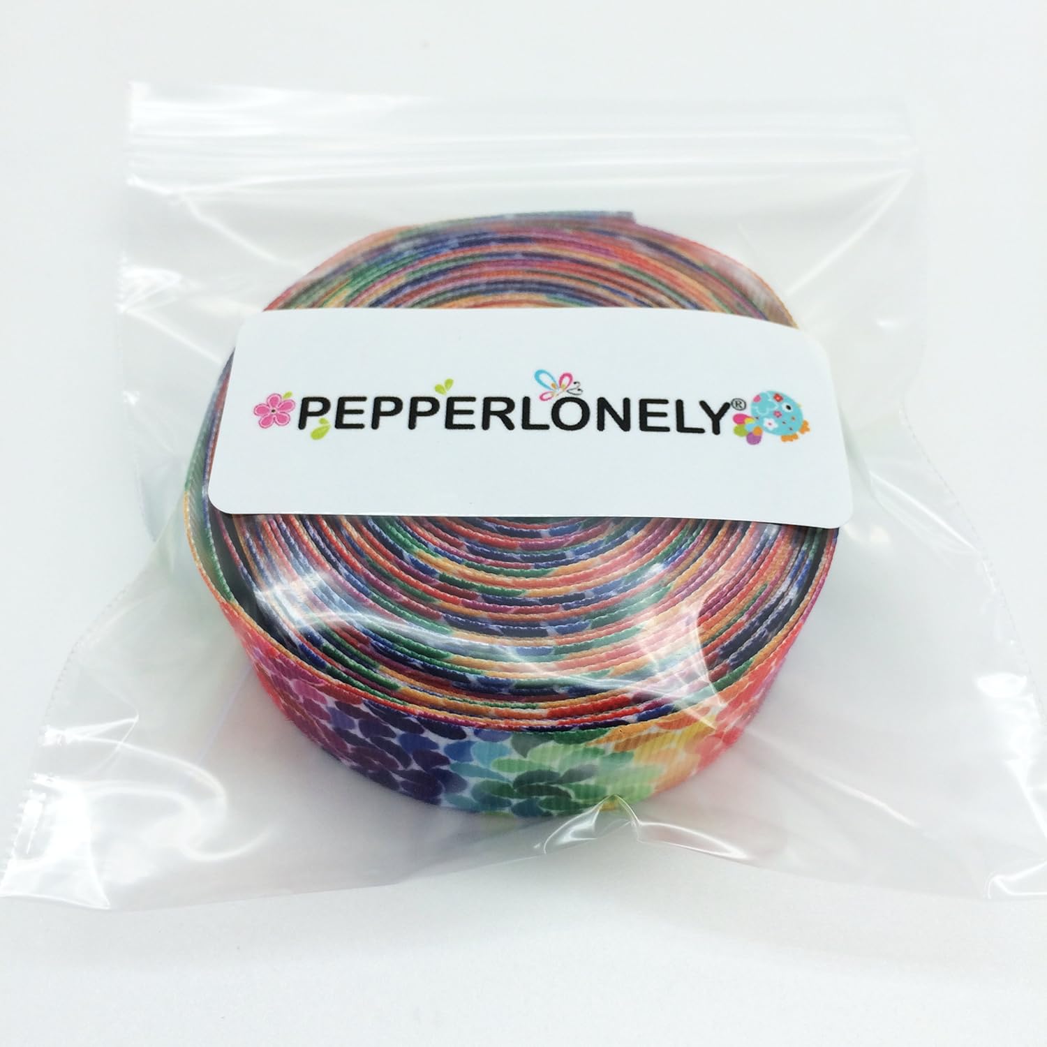 PEPPERLONELY Cinta de grogrén impresa de la serie Rainbow Colors de 10 yardas (0.866 in)
