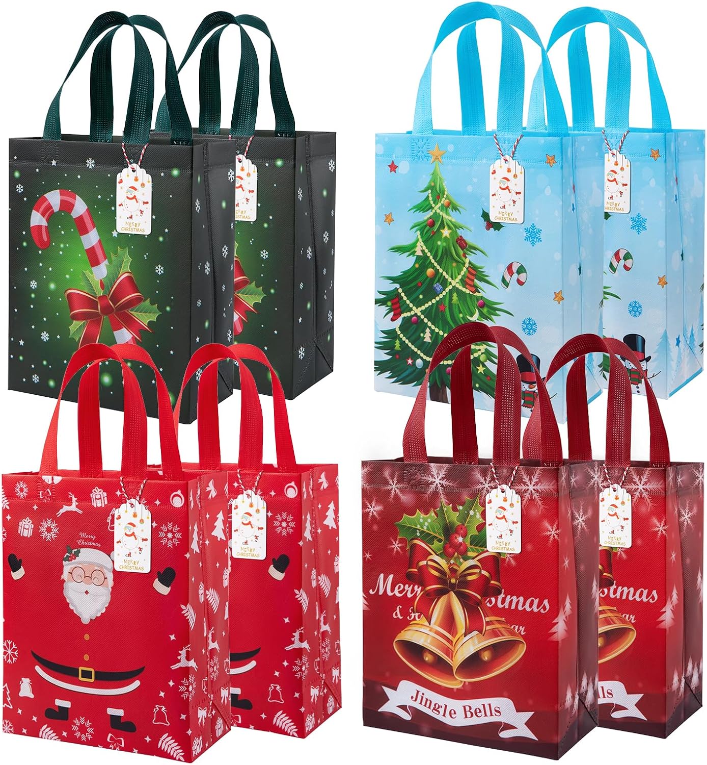 STYPOP Pequeñas bolsas de regalo de Navidad para regalos de Navidad, 24 bolsas de regalo de Navidad no tejidas, bolsas de Navidad reutilizables,