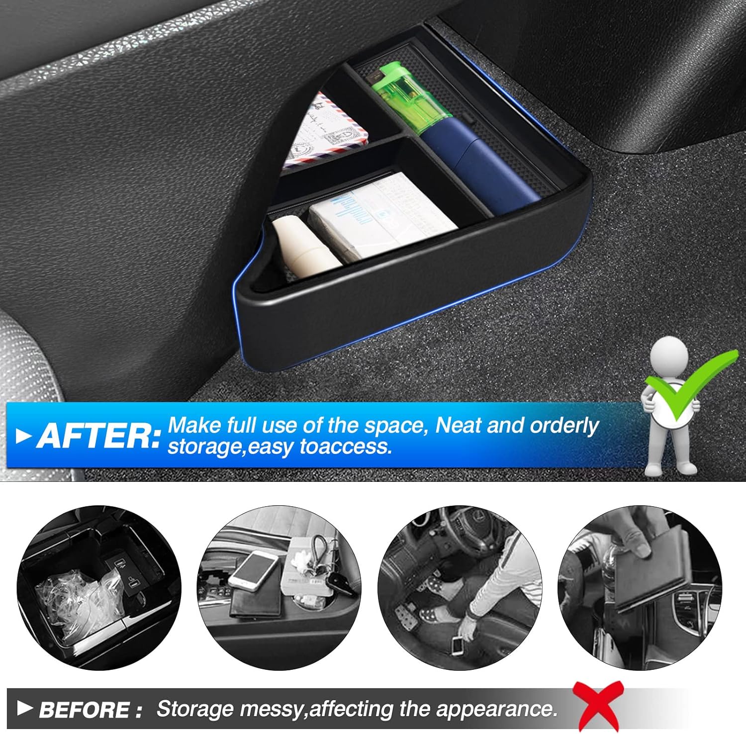 Autorder Ajuste personalizado para organizador de consola central Volkswagen ID.4 VW ID4 2021 2022 2023, accesorios para consola central, bandeja de