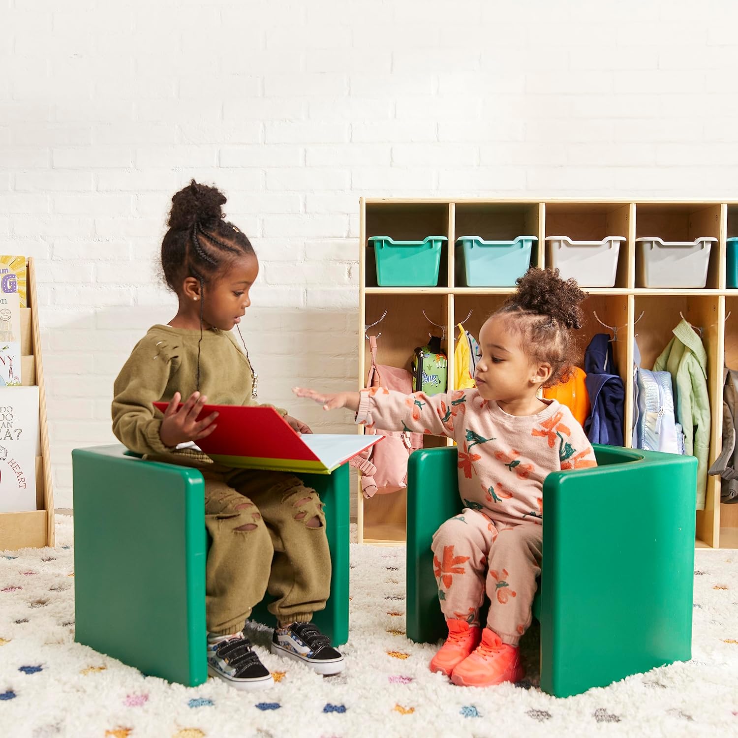 ECR4Kids Tri-Me 3 en 1 silla cubo, muebles para niños, color verde