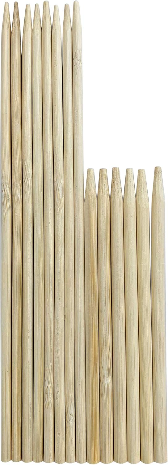 KingSeal Pinchos de manzana de caramelo de madera de bambú natural, palos, 5.5 pulgadas x 0.256 in de diámetro, punto romo para seguridad, paquete