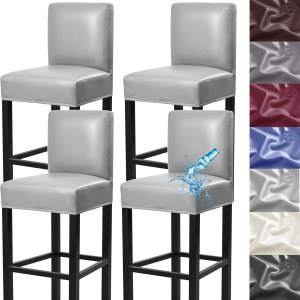 Fundas para taburetes de bar, paquete de 4 fundas elásticas impermeables de poliuretano con respaldo, fundas extraíbles para taburetes de bar, Fundas para taburetes de bar, paquete de 4 fundas elásticas impermeables de poliuretano con respaldo, fundas extraíbles para taburetes de bar,