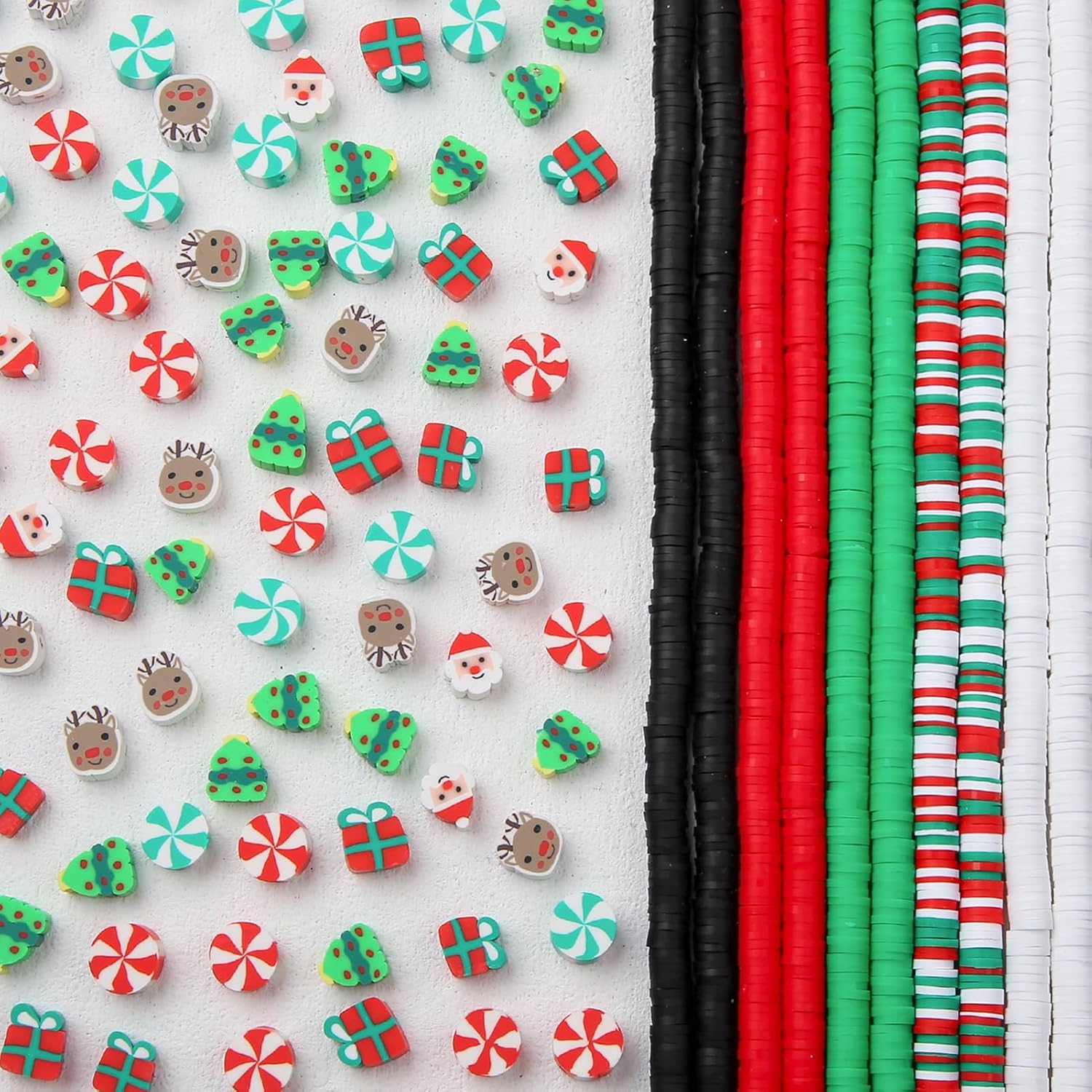 Cuentas de arcilla de Navidad, regalo de Navidad, cuentas de arcilla heishi, cuentas de arcilla polimérica de Navidad para hacer pulseras, collares,