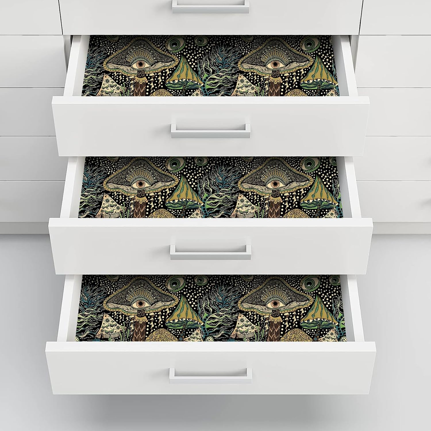 WENMER Papel tapiz autoadhesivo para despegar y pegar, papel tapiz floral de hongos bohemios, papel de contacto de hongos, vinilo autoadhesivo para