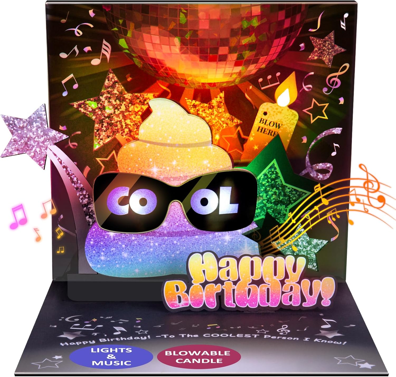 Tarjeta de cumpleaños  Tarjetas de cumpleaños musicales desplegables con luces  Vela soplada y juega mecedora tarjeta emergente de música de feliz