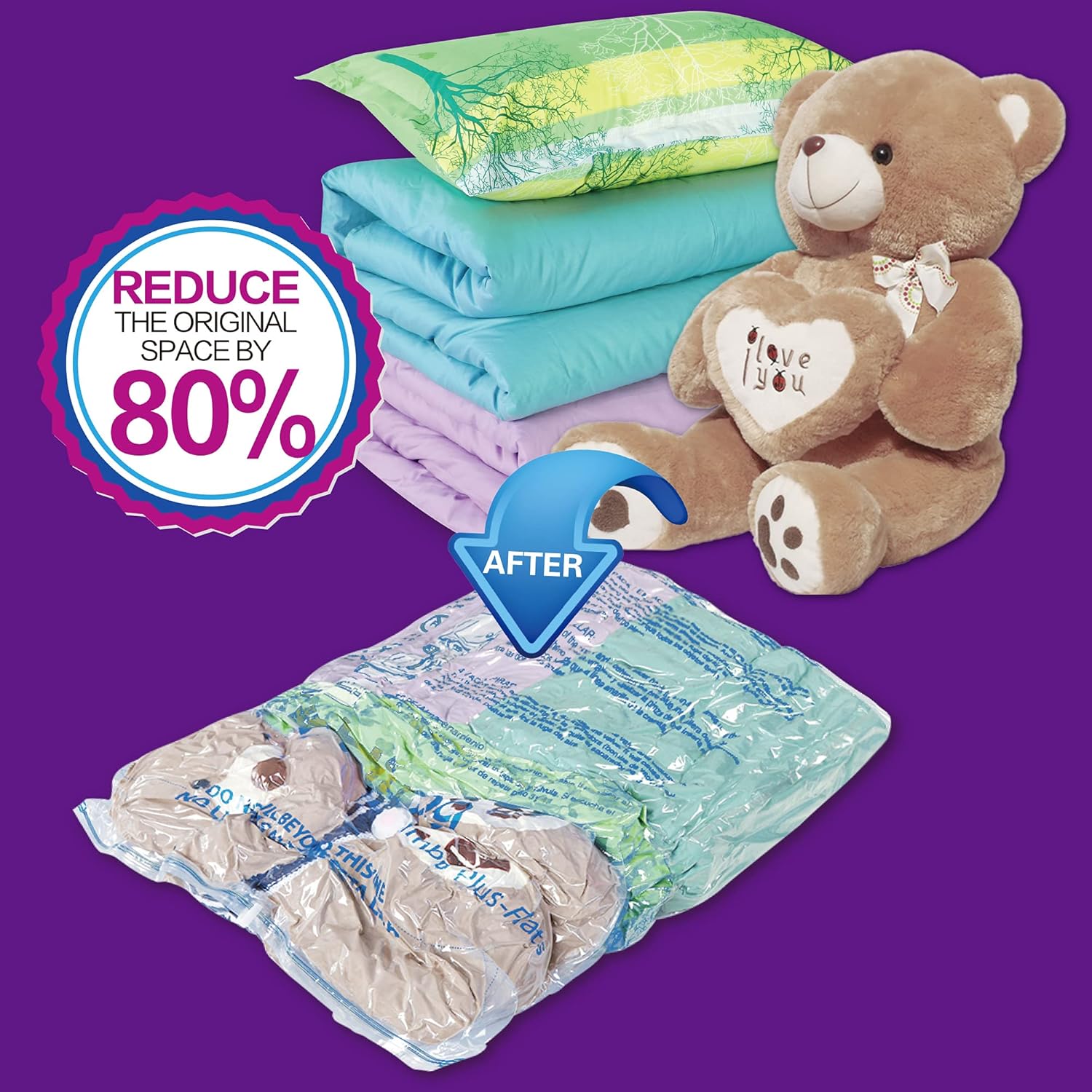 Bolsas de almacenamiento al vacío XXL Jumbo de 47 x 35 pulgadas, ahorro de espacio extra grandes para manta, ropa de cama, edredones y enormes
