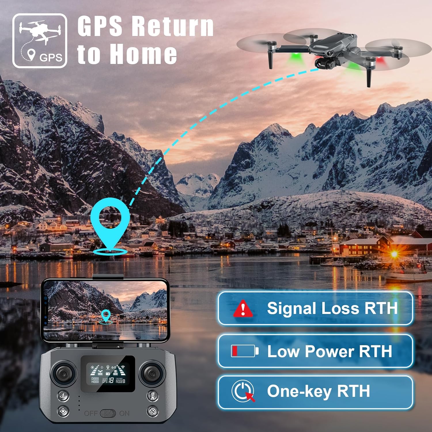 Dron con cámara 4K RC Quadcopter para adultos, transmisión de video de largo alcance de 1640 pies, cardán de 3 ejes, tiempo de vuelo de 46 minutos