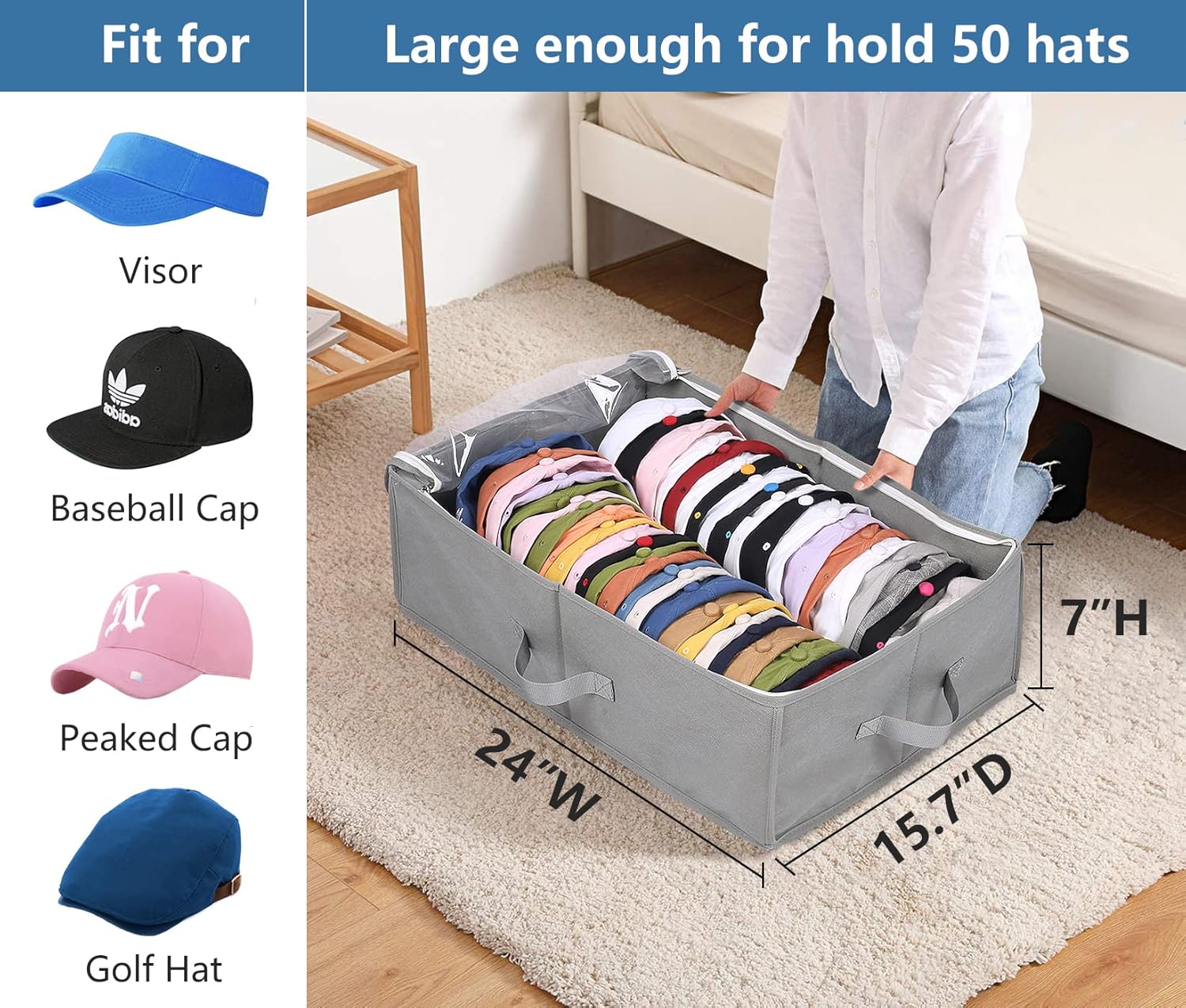 AOODA Bolsas de vestir reforzadas de 10 pulgadas para vestidos largos, caja de almacenamiento grande para gorras de béisbol, paquete de 2 artículos
