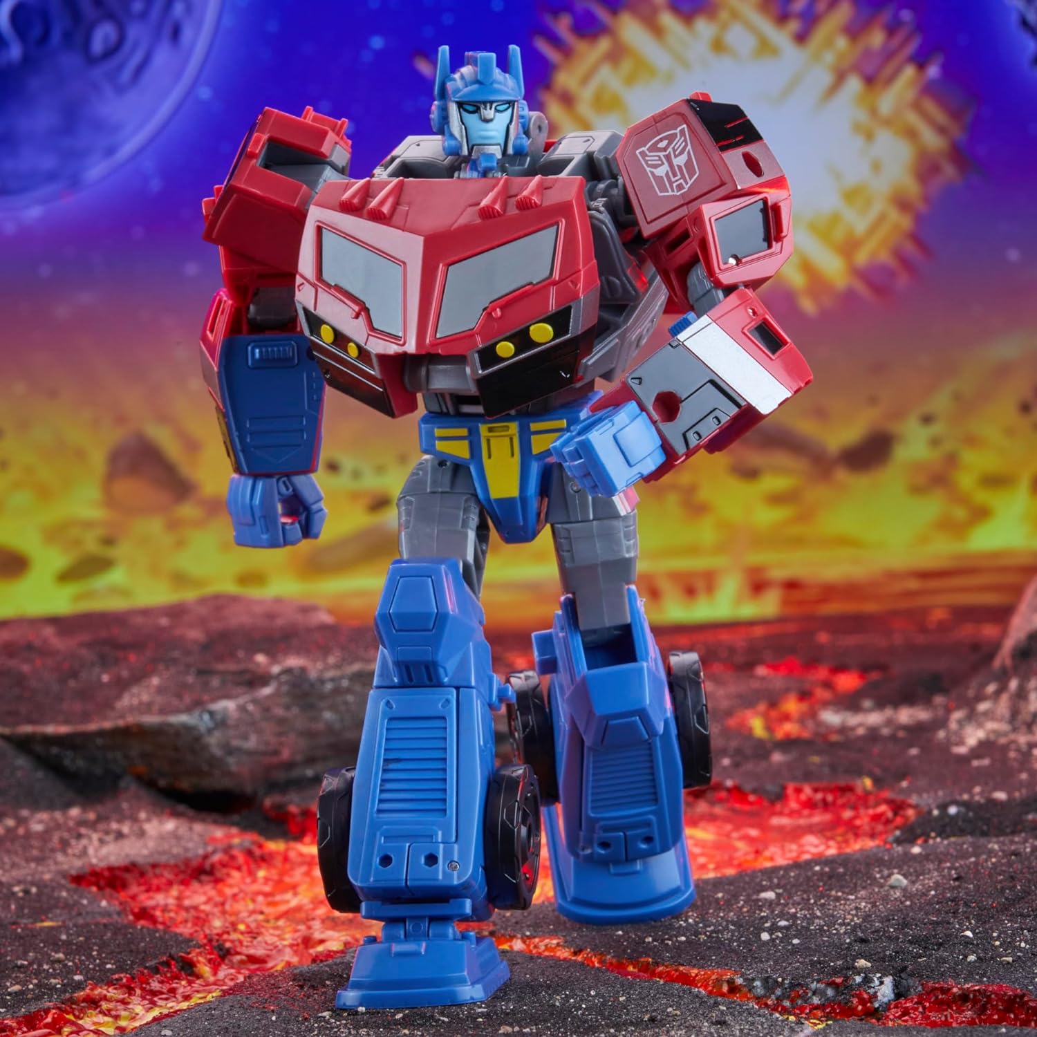Transformers Legacy United Voyager Class Animated Universe Optimus Prime, figura de acción de conversión de 7 pulgadas, 8+