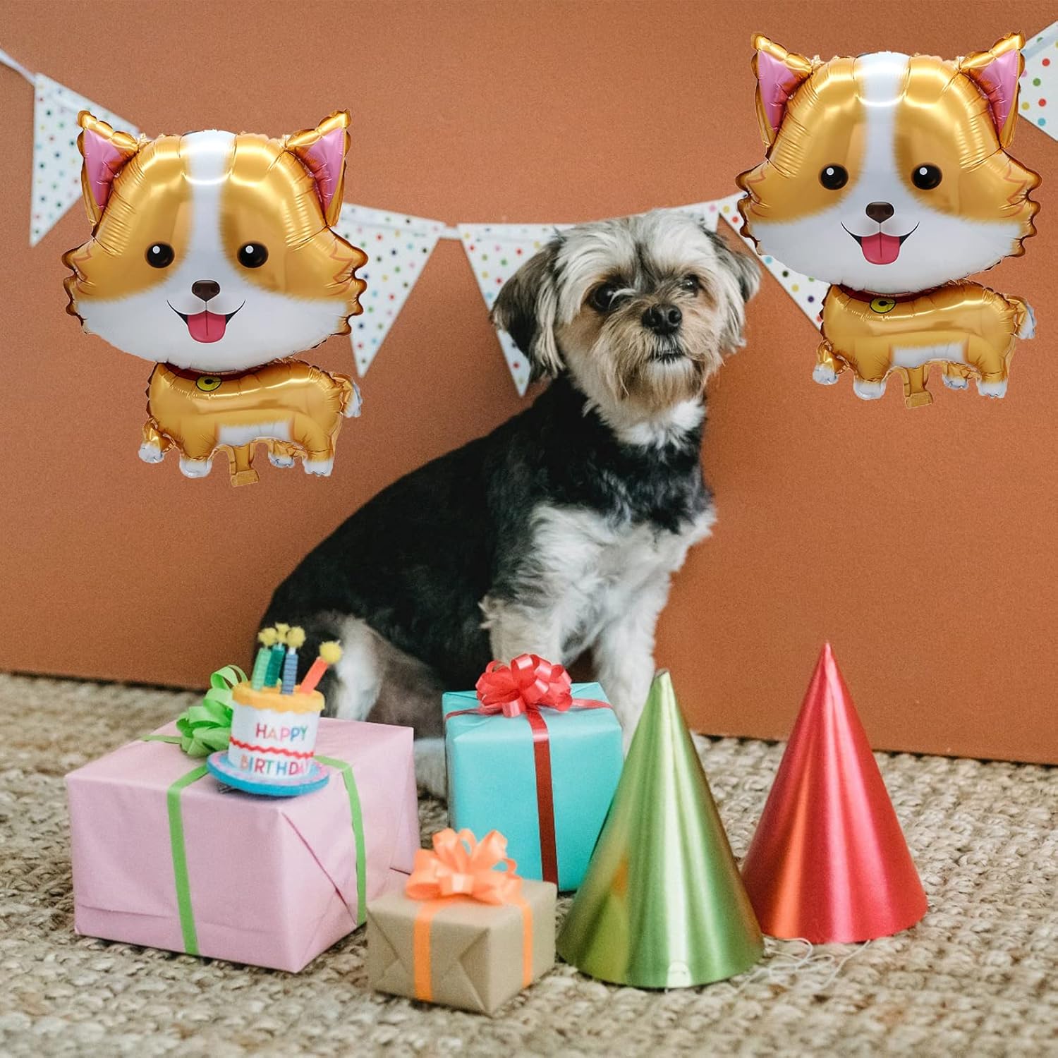 5 globos para perros y mascotas, bonitos globos de Mylar de papel de aluminio de Corgi para cumpleaños, baby shower, suministros de decoración de