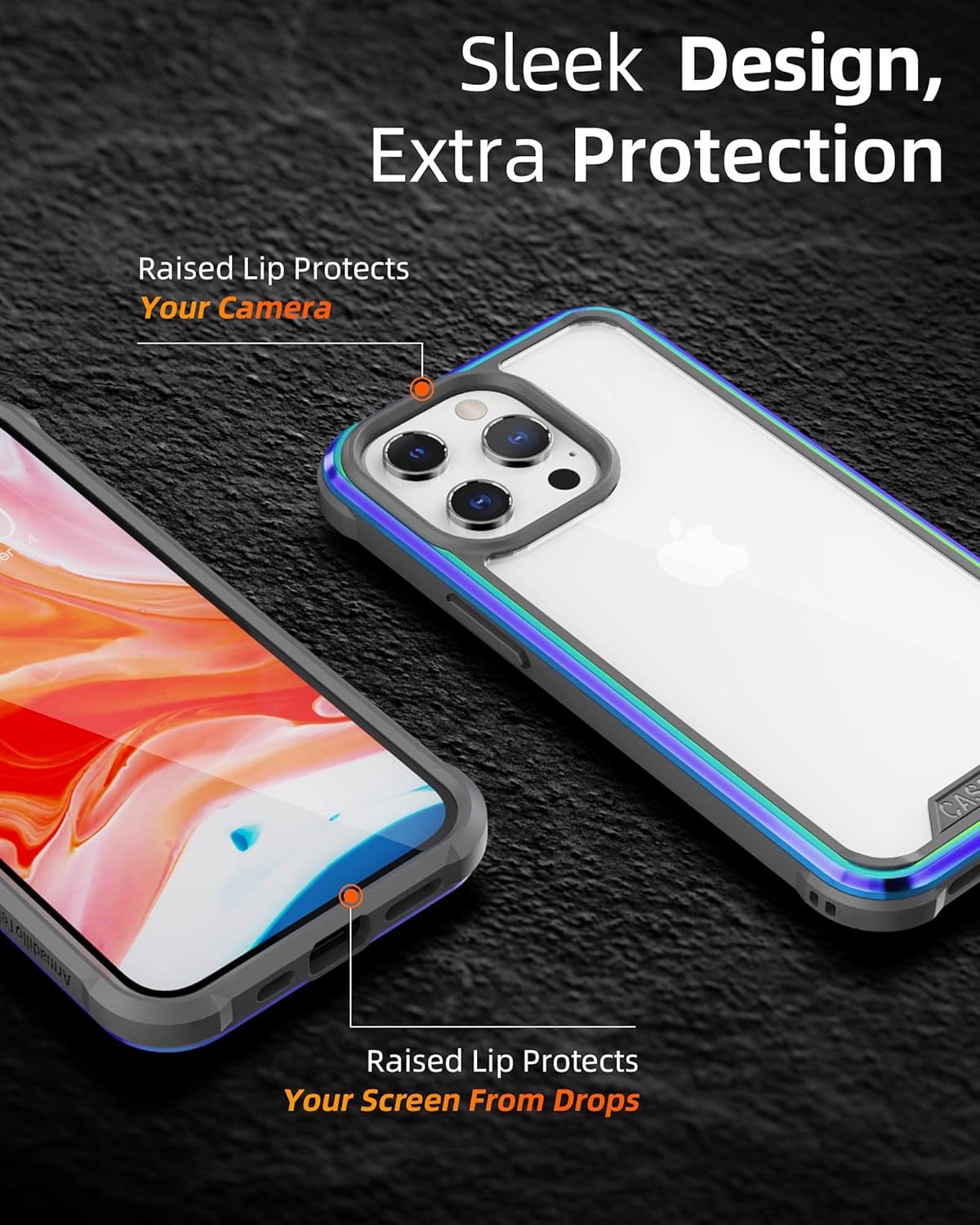 CaseBorne R – Funda compatible con iPhone 13 Pro Max, transparente a prueba de golpes, grado militar, probada en caídas de 12 pies, marco de