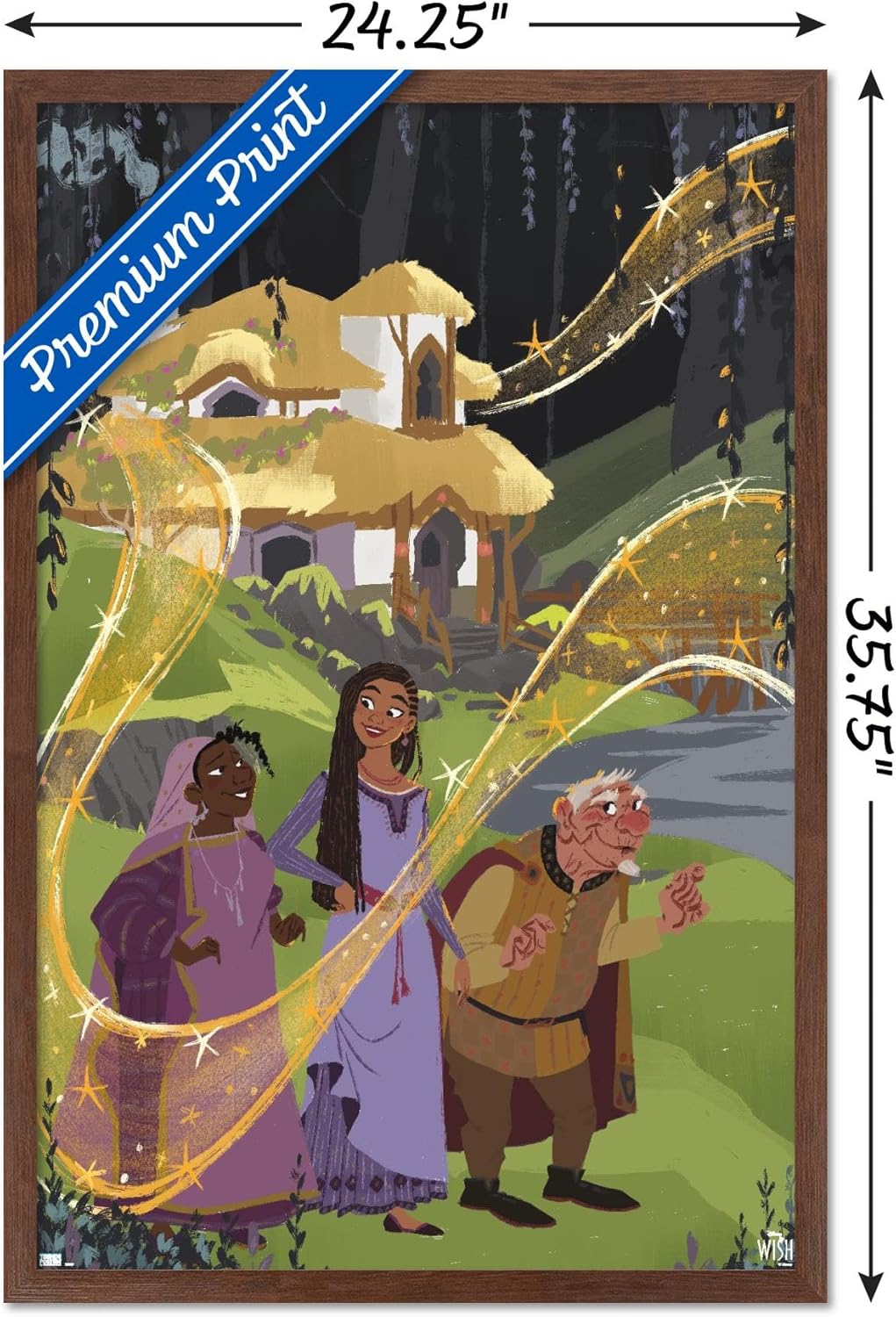 Trends International Disney Wish – Póster de collage 1 (familiar), póster de pared, 22.37 x 34.00 pulgadas, versión enmarcada de caoba