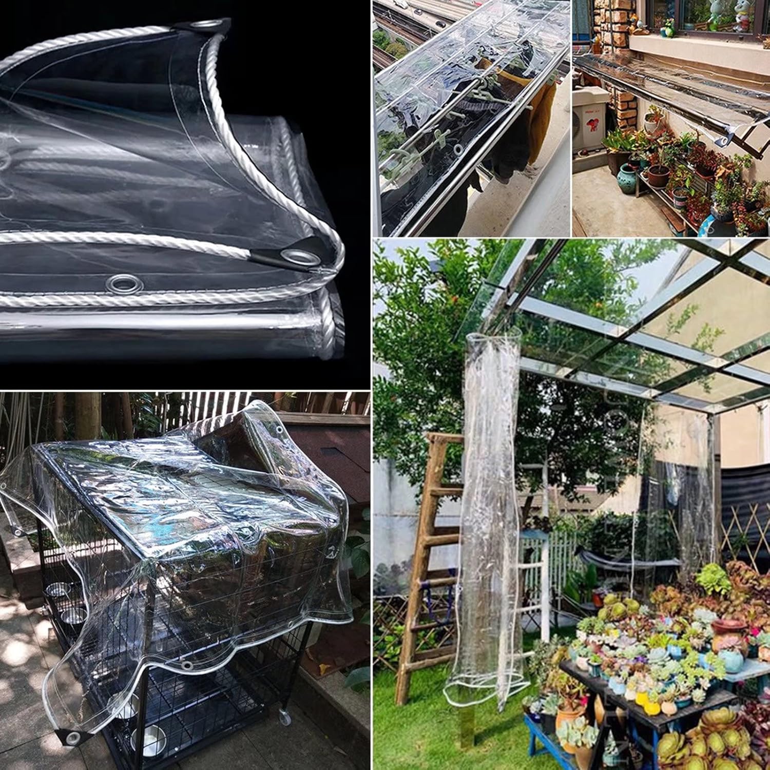 Lona de vinilo transparente, toldos de 14 mil de grosor para patio, 10 x 11 pies con ojales de metal, protege contra el agua, desgarros, clima frío,