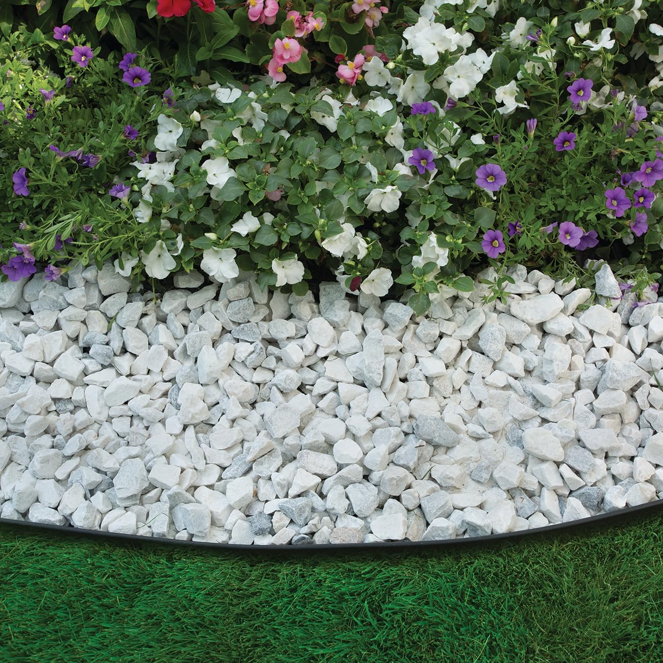 EasyFlex No-Dig Landsacape ribete con picos de anclaje, borde de jardín de plástico recto alto de 1.3 pulgadas, kit de 160 pies, color negro