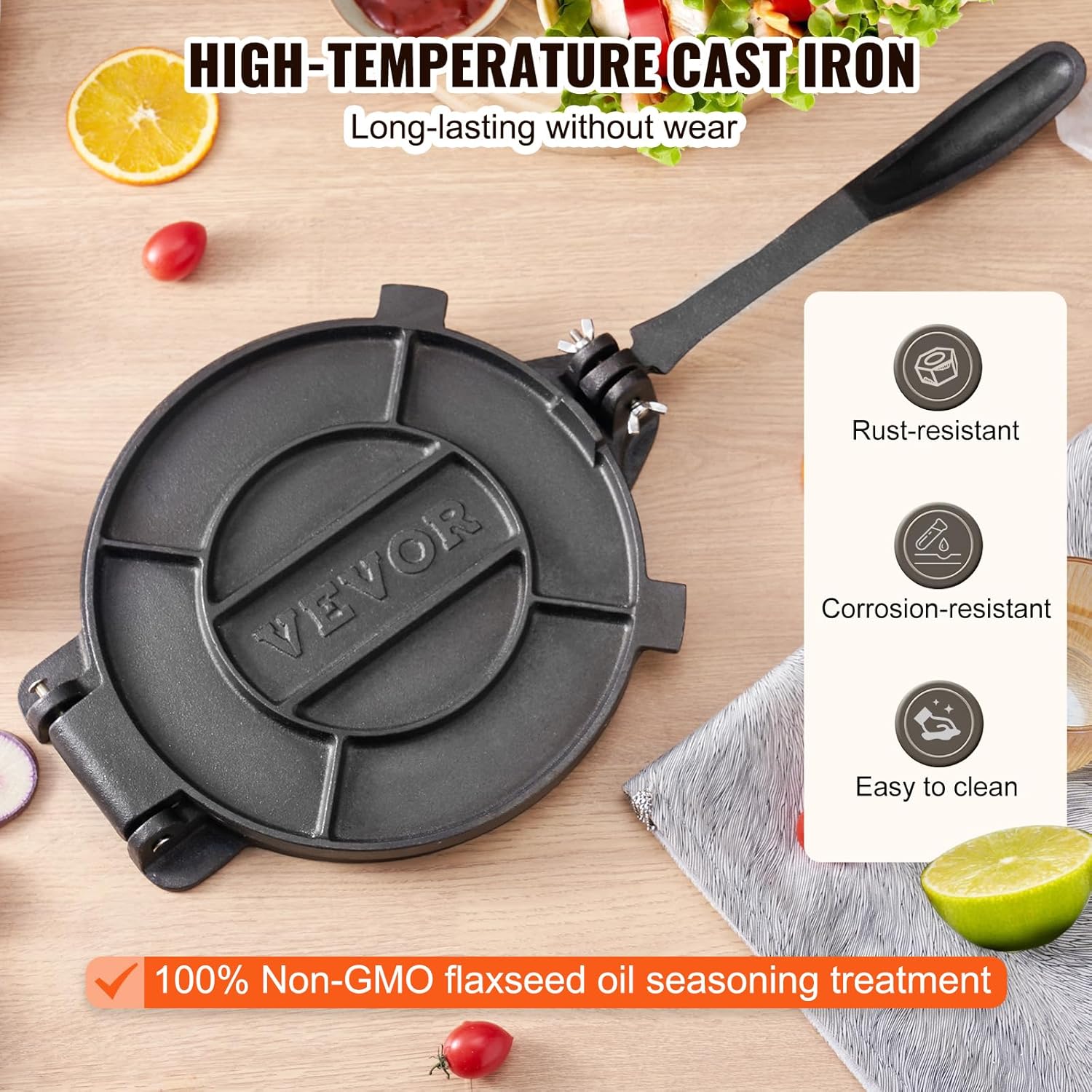 VEVOR Prensa de tortilla, máquina de tortilla y Roti de 10 pulgadas, prensa de tortilladora resistente de hierro fundido, máquina de pataconera