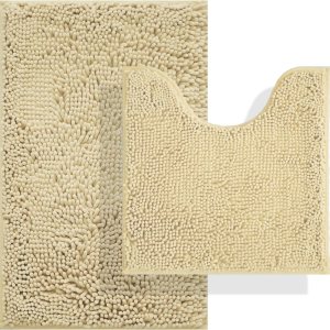 BOANKODU Juego de 2 alfombras de baño absorbentes para baño, felpilla muy suave, antideslizante, 32 x 20 pulgadas + 20 x 20 pulgadas, alfombra de BOANKODU Juego de 2 alfombras de baño absorbentes para baño, felpilla muy suave, antideslizante, 32 x 20 pulgadas + 20 x 20 pulgadas, alfombra de