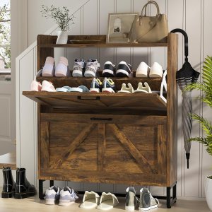 Callales Armario de almacenamiento para zapatos para entrada, gabinete delgado y estrecho para zapatos con 2 cajones abatibles, armario organizador Callales Armario de almacenamiento para zapatos para entrada, gabinete delgado y estrecho para zapatos con 2 cajones abatibles, armario organizador