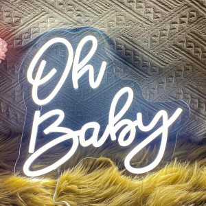 Oh Baby – Letreros de neón para decoración de pared, luz de neón blanca fría para decoración de baby shower, fiesta de cumpleaños, decoración de Oh Baby – Letreros de neón para decoración de pared, luz de neón blanca fría para decoración de baby shower, fiesta de cumpleaños, decoración de