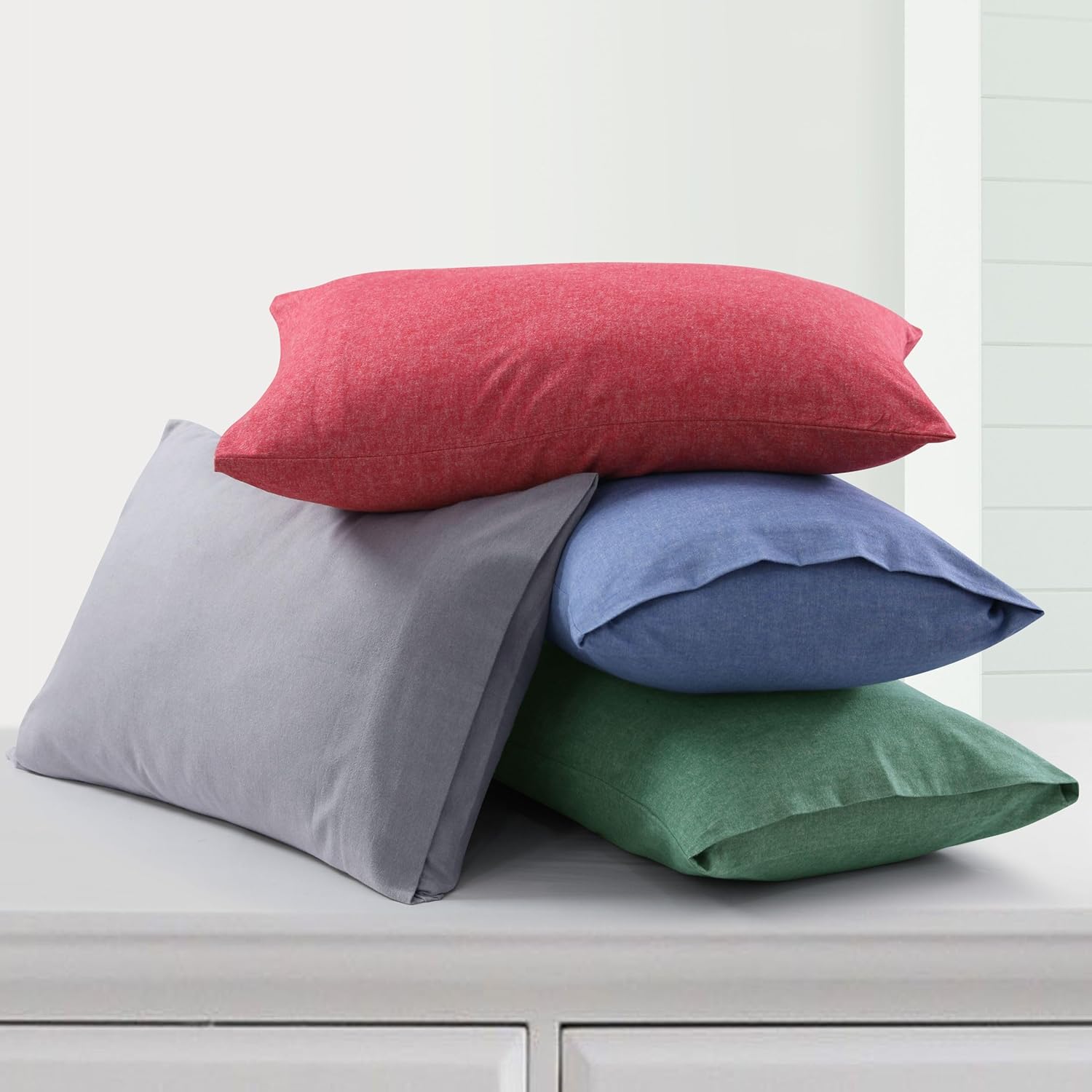 Tribeca Living – Juego de sábanas de 100% franela de algodón de hilo portugués teñido, ropa de cama suave, bolsillos extraprofundos, 4piezas,