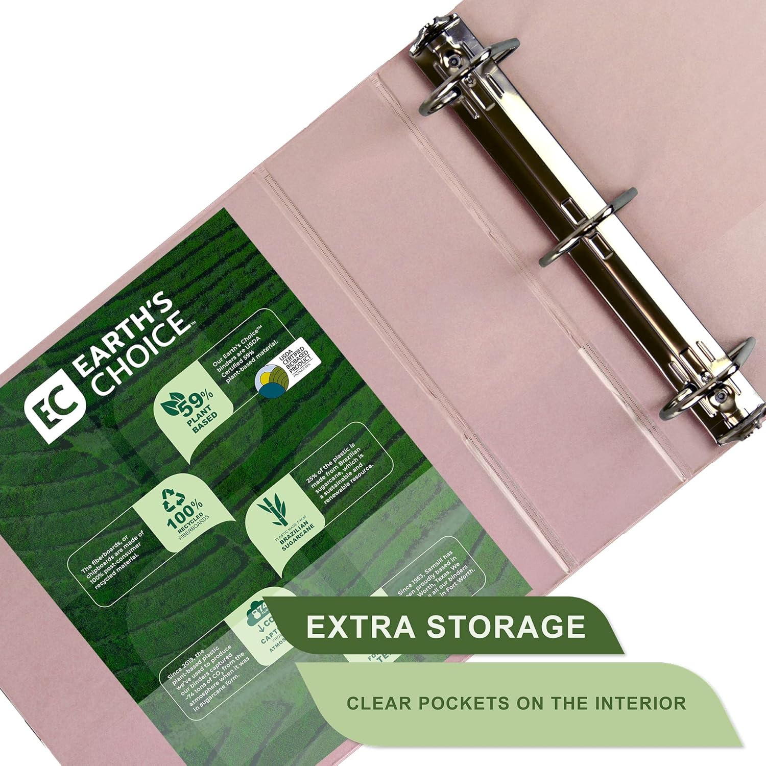Samsill Earth’s Choice – Paquete con 2 carpetas con anillos en D de 3pulgadas, material con base biológica certificado por el USDA, duraderas,