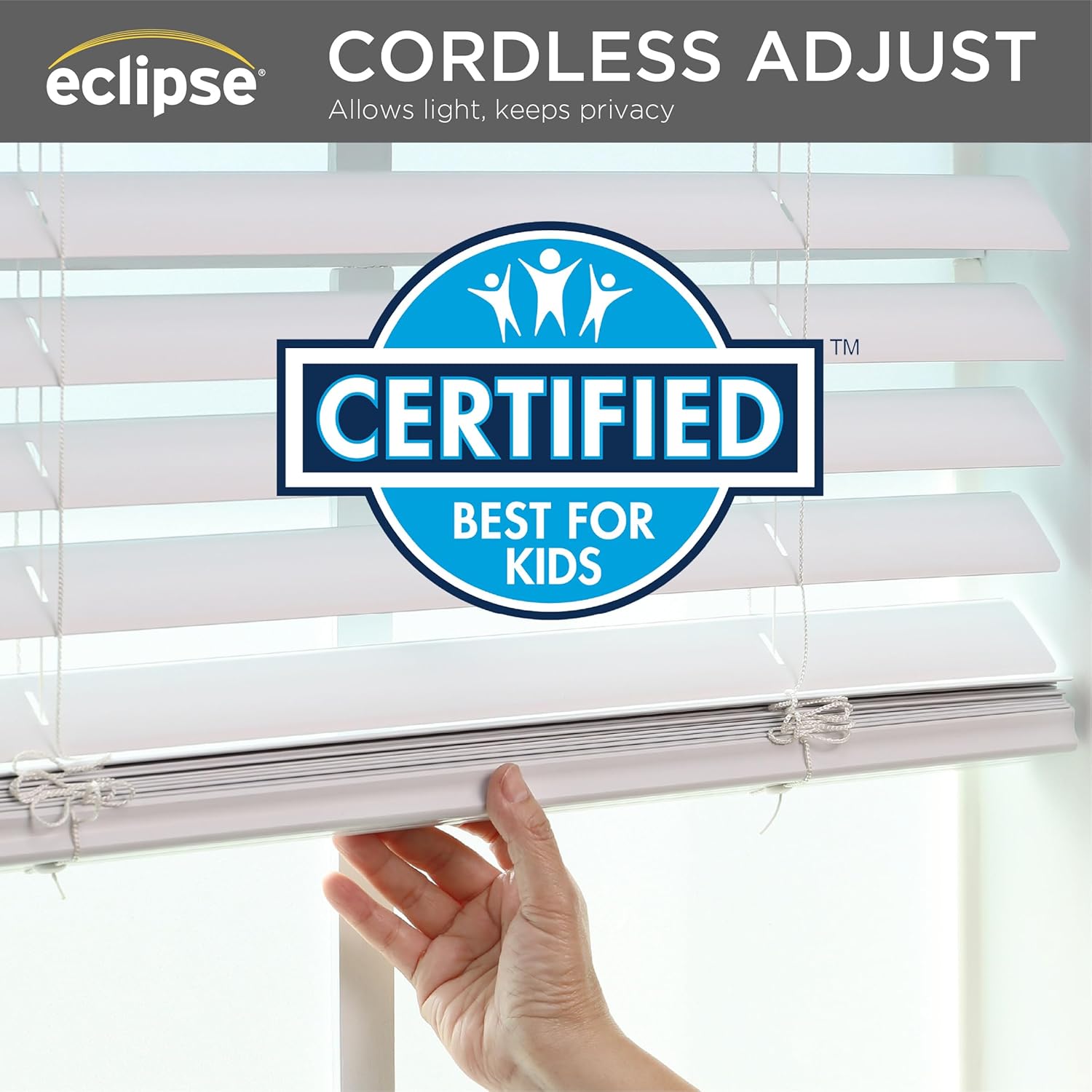 Eclipse Persianas de vinilo de alta calidad de 2 pulgadas para filtrar la luz y privacidad, persianas duraderas de oscurecimiento de habitación para