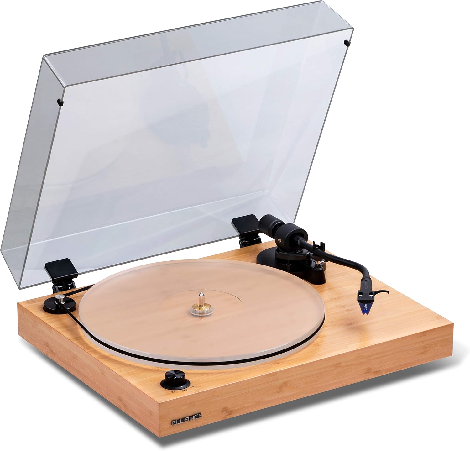 Fluance RT85 – Tocadiscos de vinilo de alta fidelidad de referencia con cartucho azul Ortofon 2M, bandeja acrílica, peso de récord, lápiz óptico 3