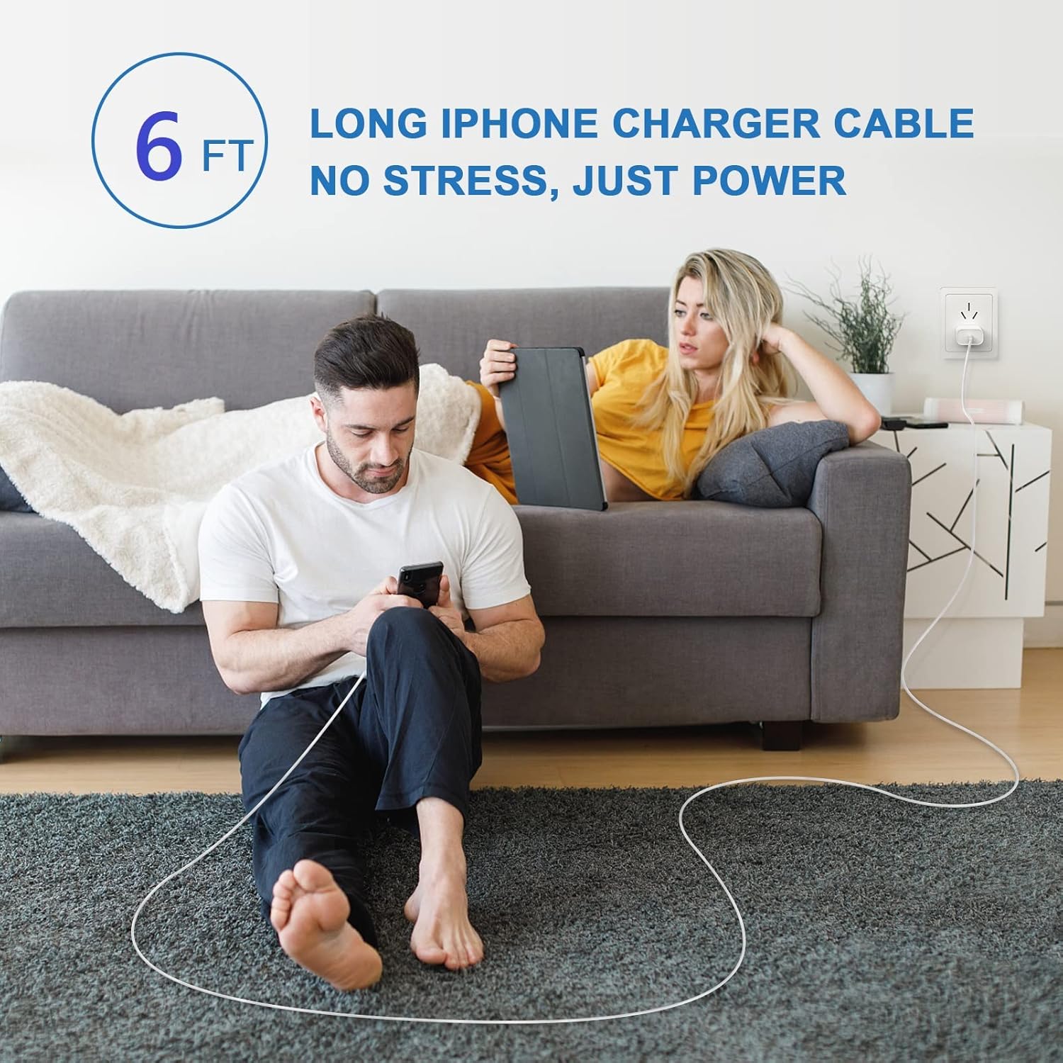 Cargador de iPhone de carga rápida, paquete de 4 unidades PD 20 W USB C bloque de cargador de pared con 6 pies tipo C a Lightning de carga rápida