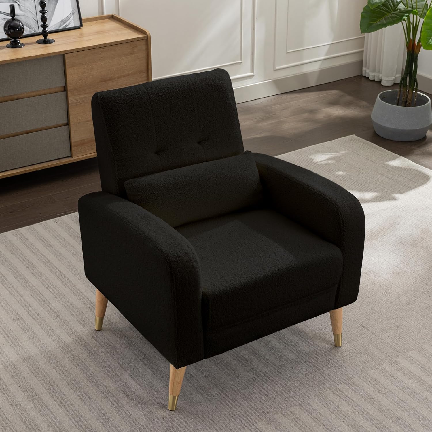 Dolonm Silla decorativa moderna de mediados de siglo, sillón tapizado, silla de sala de estar, cómoda silla individual con patas resistentes, silla