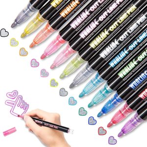 Whaline – Rotuladores metálicos de doble línea 12 colores diseño metálico Bolígrafos marcadores con brillantina para escritura y dibujo para Whaline – Rotuladores metálicos de doble línea 12 colores diseño metálico Bolígrafos marcadores con brillantina para escritura y dibujo para
