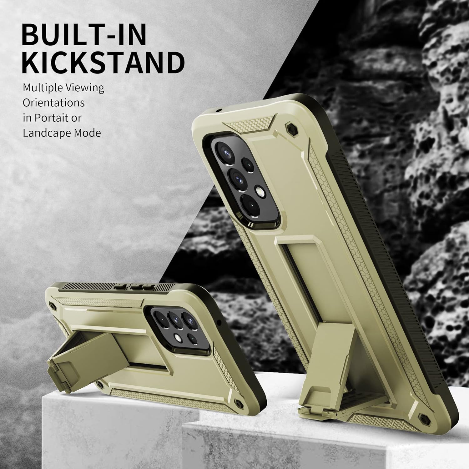 URBANITE Funda para Samsung Galaxy A53 5G, grado militar, resistente, a prueba de golpes, con protector de pantalla de vidrio templado, soporte