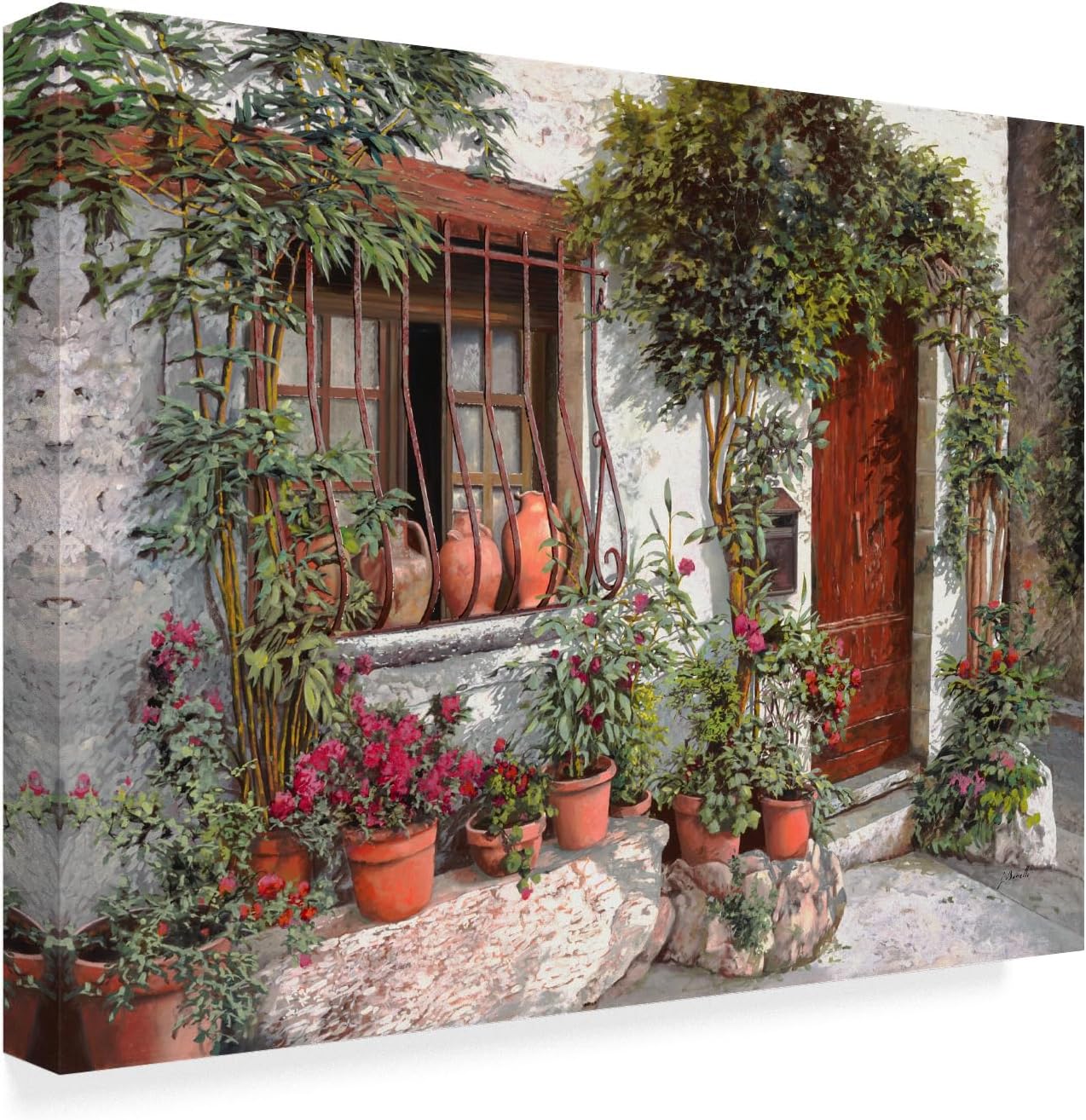 Guido Borelli ‘I Vasi Dietro La Grata’ Canvas Art