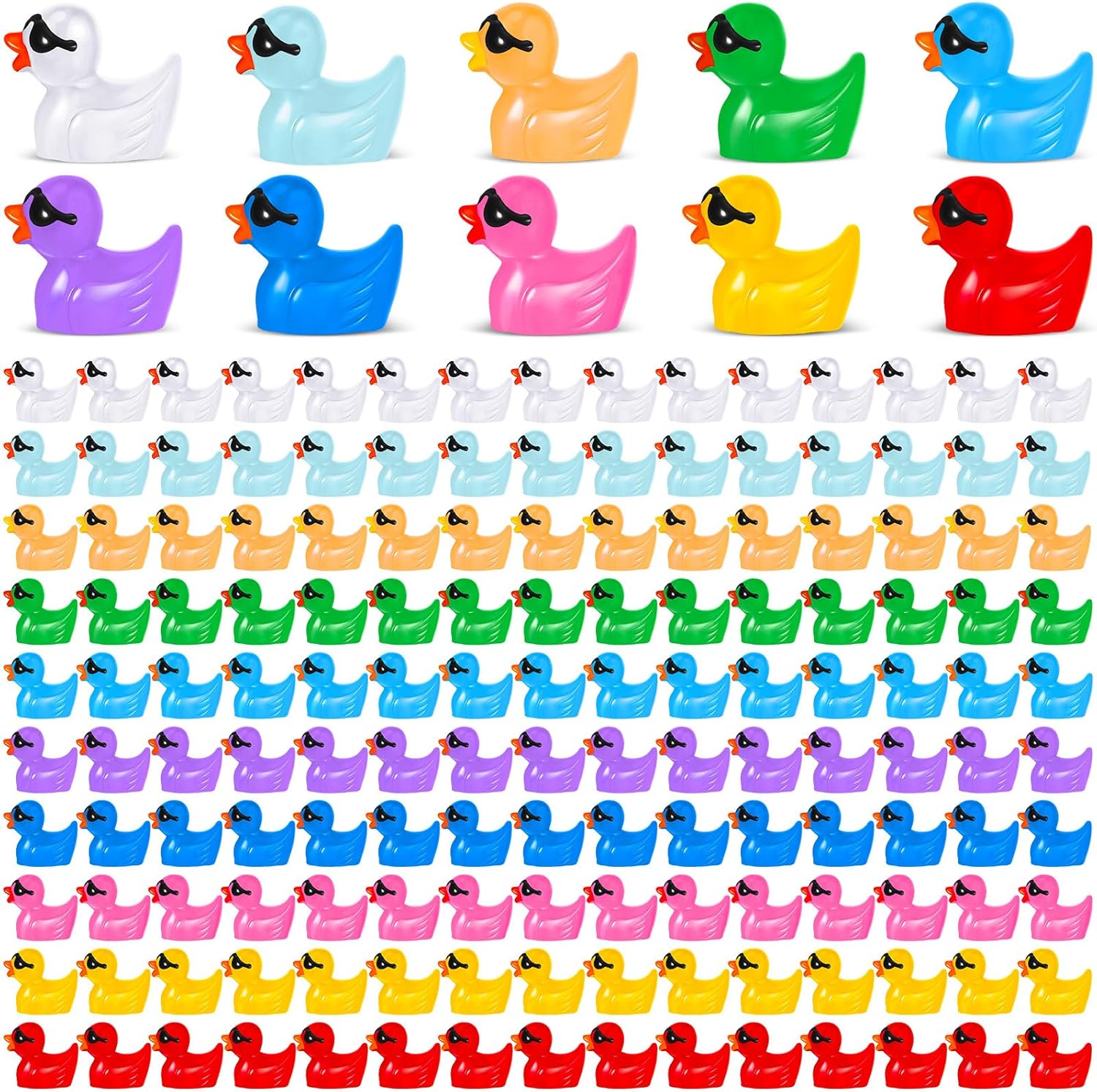 Queekay 280 mini figuras de hongos pequeños, patos en miniatura, setas de jardín, figuras de resina de colores, patos para interiores y exteriores,
