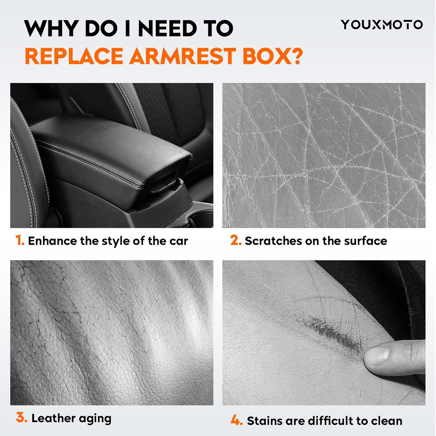 Youxmoto Tapa de consola central para Ford Mustang 2005 2006 2007 2008 2009, kit de reparación de cubierta de reposabrazos, color negro se adapta a