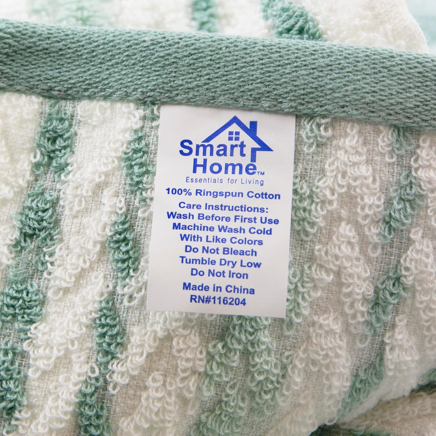 Juego de toallas de baño de tres piezas jacquard verde y blanco a rayas