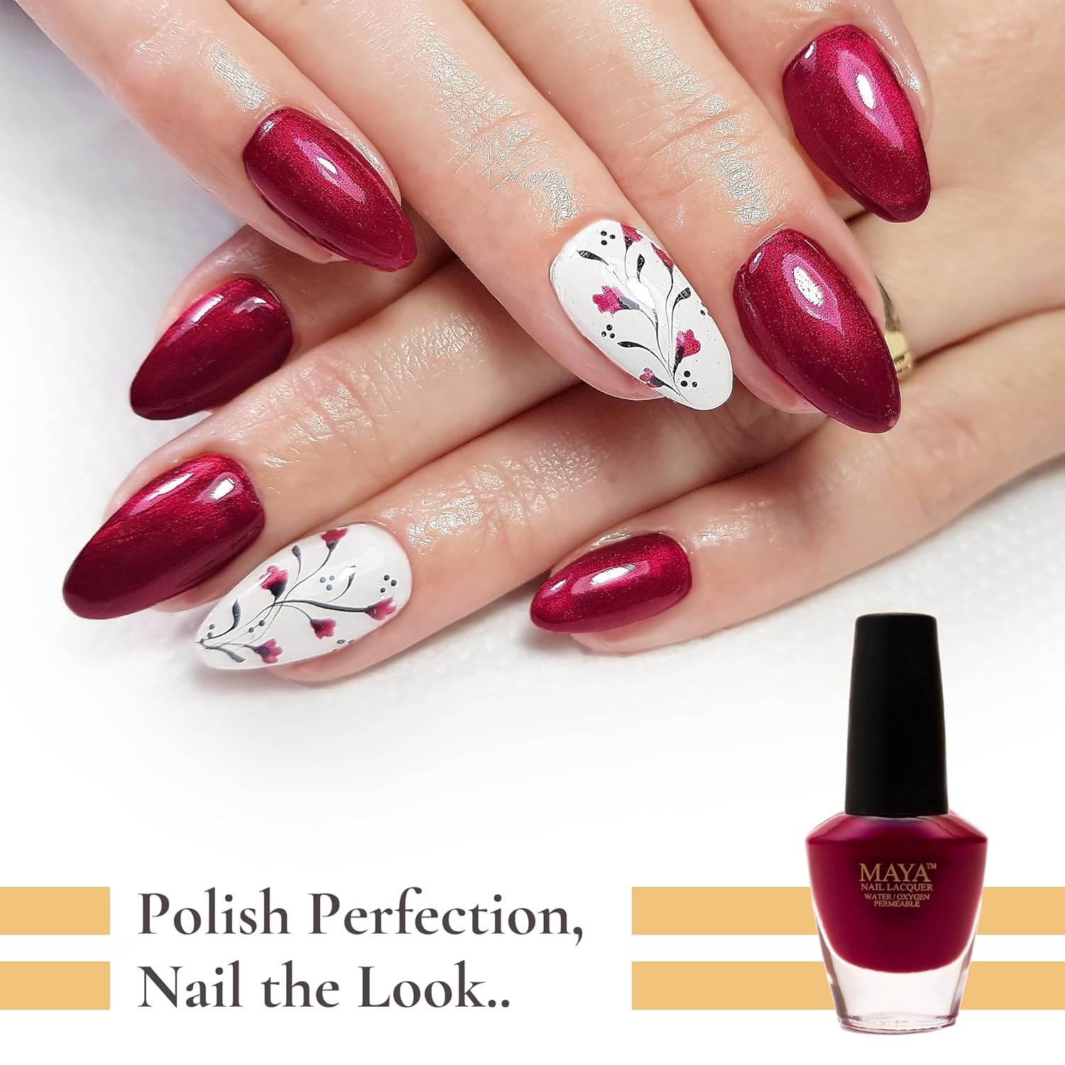 MAYA Esmalte de uñas de gel rojo  Secado rápido, no tóxico, transpirable y libre de crueldad animal, arte de uñas de bricolaje, kit de uñas Halal