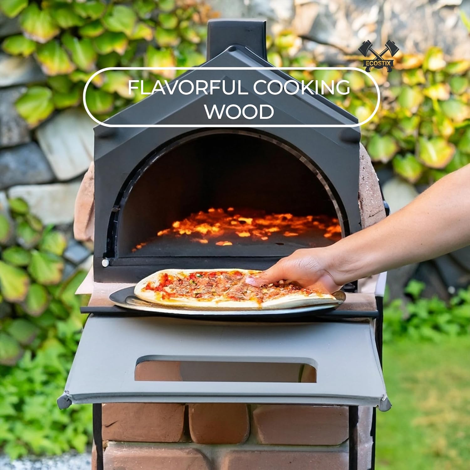 EASYGO PRODUCTS Wood-12 Stix Horno de madera de 12 pulgadas, 100% roble seco al horno para cocinar pizza, asar a la parrilla, ahumar y barbacoa en