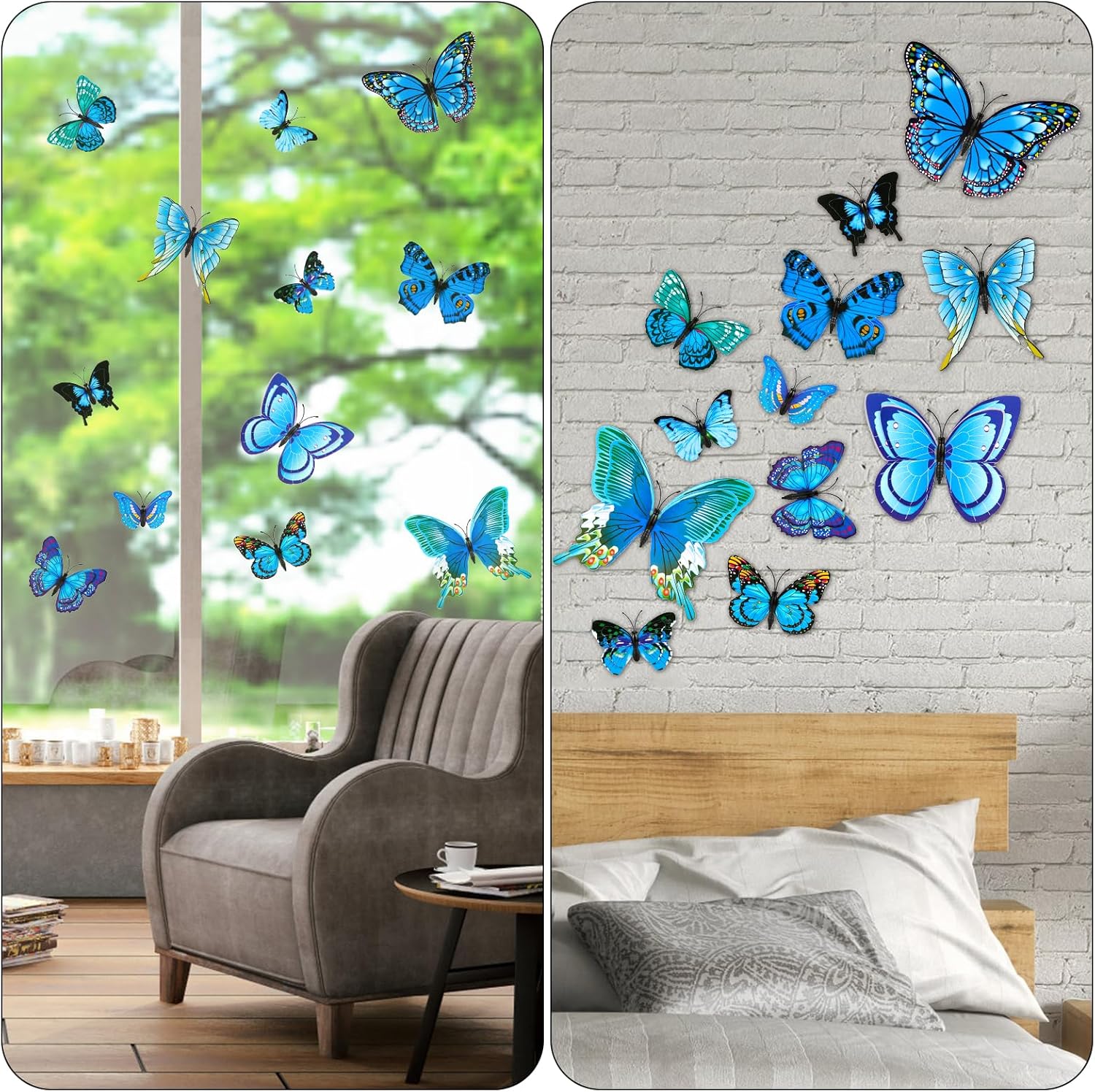 12 calcomanías de pared de mariposa, 3D 4 tamaños de doble cara para patio, imanes flexibles, adhesivos decorativos de mariposa para niños,