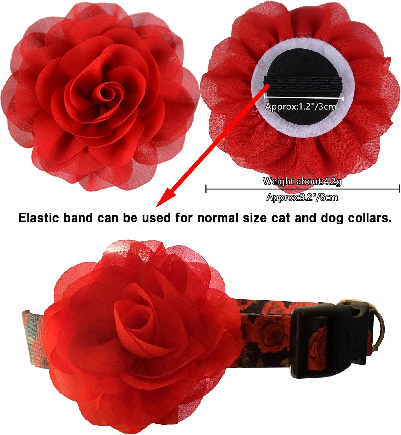 POSAPET 30 piezas de collar de perro, accesorios de flores, collar de flores para mascotas, dijes de flores para mascotas, collares de flores para