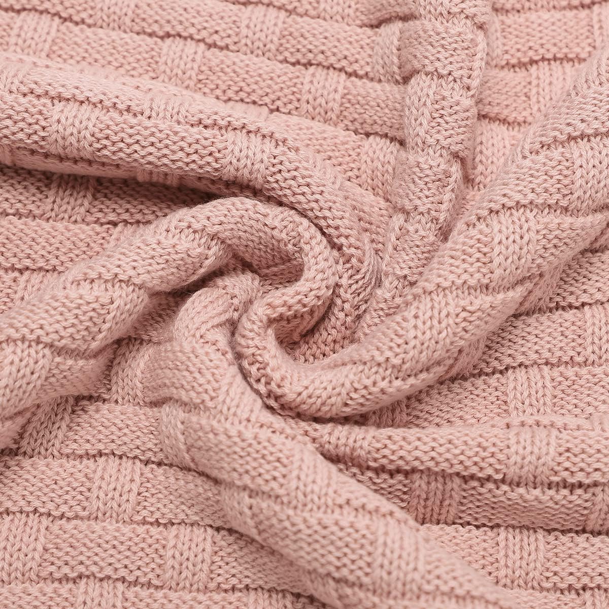 Baby Essentials – Manta para bebé, suave y acogedora, 100% algodón, tejido de punto trenzado, para niños y niñas, color rosa