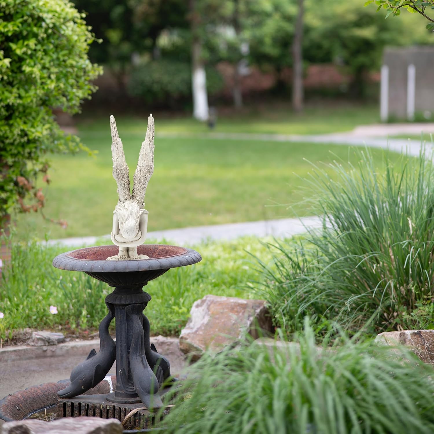 Le Penseur – Estatuas de ángel de redención pacífica para iglesia, patio, césped, jardín, patio, oración, adornos de hadas, estatuilla exterior,