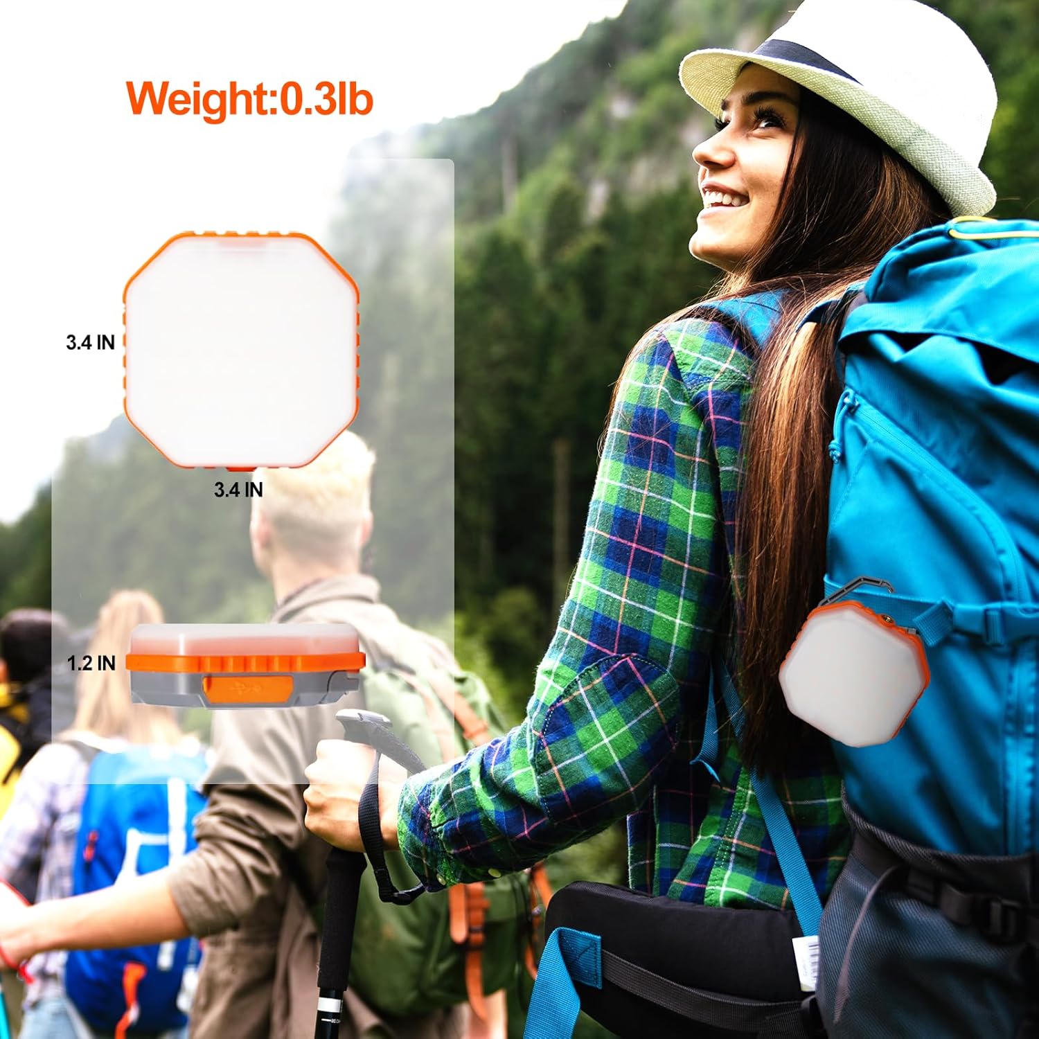Durapower Luz de camping de energía solar, luz LED recargable para tienda de campaña, banco de energía regulable sin pasos para teléfono, luz LED