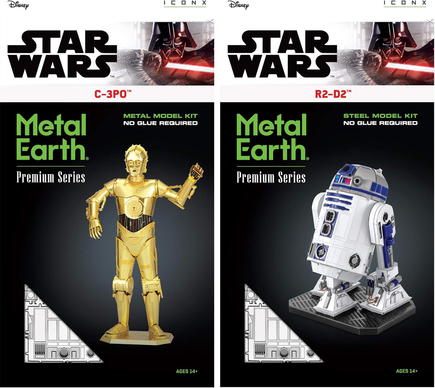 Metal Earth Fascinations Premium Series 3D Kit de modelo de metal Star Wars Set de 2 – C-3PO – R2-D2
