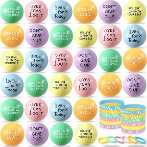 72 bolas motivacionales para el estrés, regalos de graduación, recuerdos de fiesta, incluye 36 mini bolas de espuma de 1.97 pulgadas y 36 pulseras 72 bolas motivacionales para el estrés, regalos de graduación, recuerdos de fiesta, incluye 36 mini bolas de espuma de 1.97 pulgadas y 36 pulseras