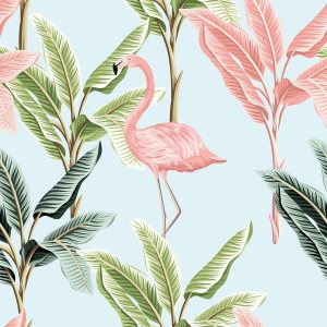 Papel tapiz de flamenco con diseño de pájaros tropicales, removible, floral, hojas verdes, bohemio, fácil de despegar, autoadhesivo, para Papel tapiz de flamenco con diseño de pájaros tropicales, removible, floral, hojas verdes, bohemio, fácil de despegar, autoadhesivo, para