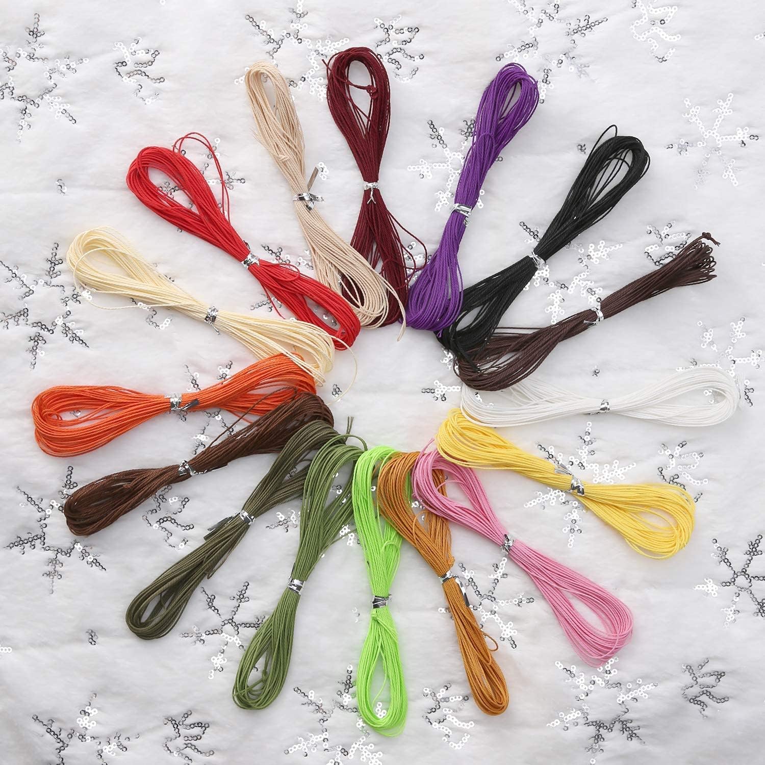 AIEX Cuerda de poliéster encerado de 0.039 in, 28 colores, 306 yardas, hilo de cera para joyería DIY, collar, pulsera, 32.8 ft cada color (28 piezas)
