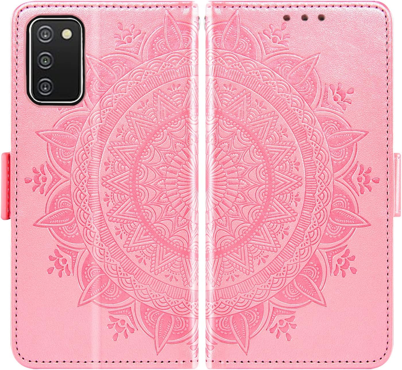 Asuwish Compatible con Samsung Galaxy A02s – Funda tipo cartera de vidrio templado, protector de pantalla para tarjetas de crédito, correa de muñeca
