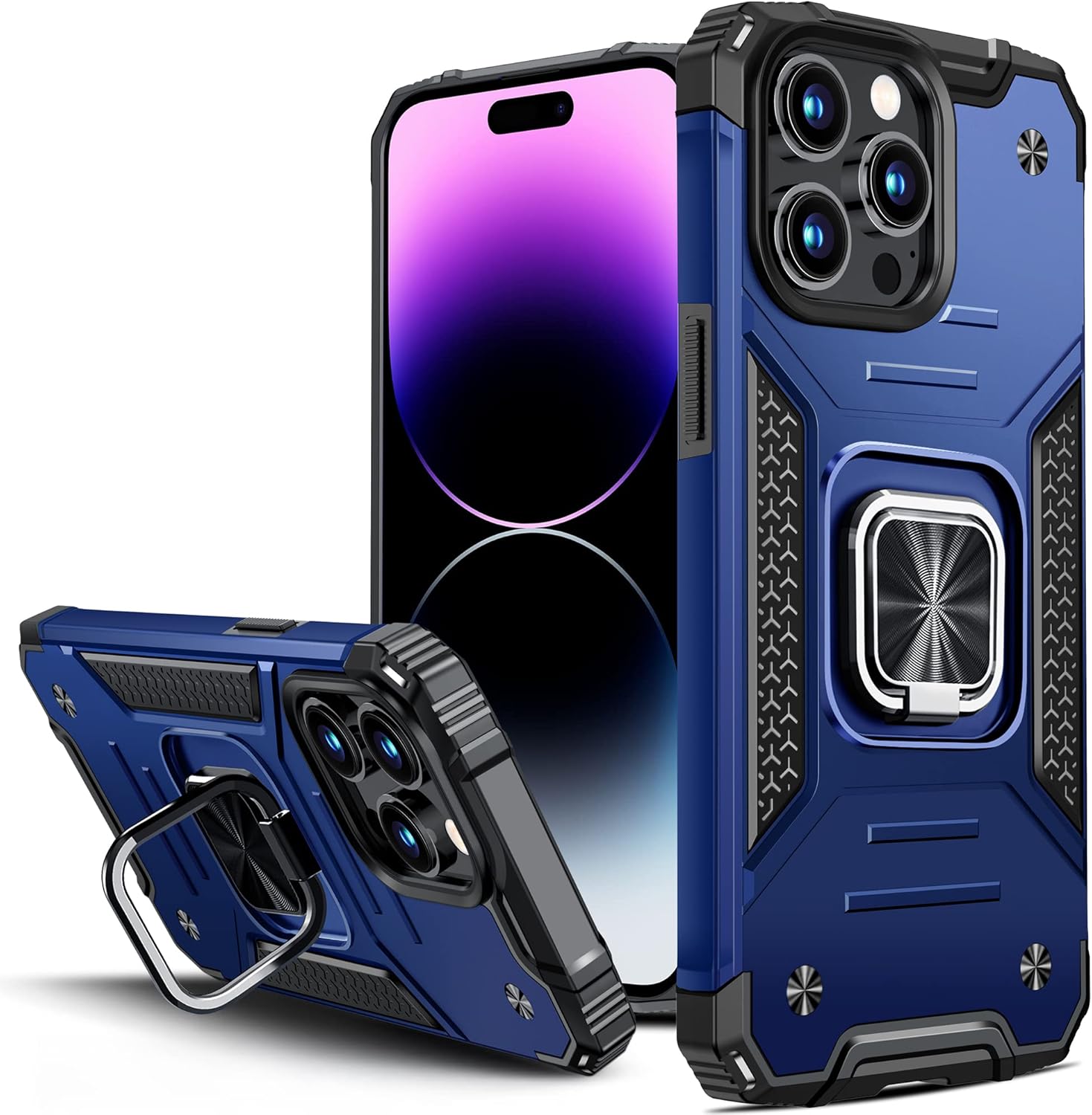 Vakoo Funda para iPhone 14 Pro Max de 6.7 pulgadas, resistente y duradera, bordes elevados que protegen la pantalla y la cámara, color azul