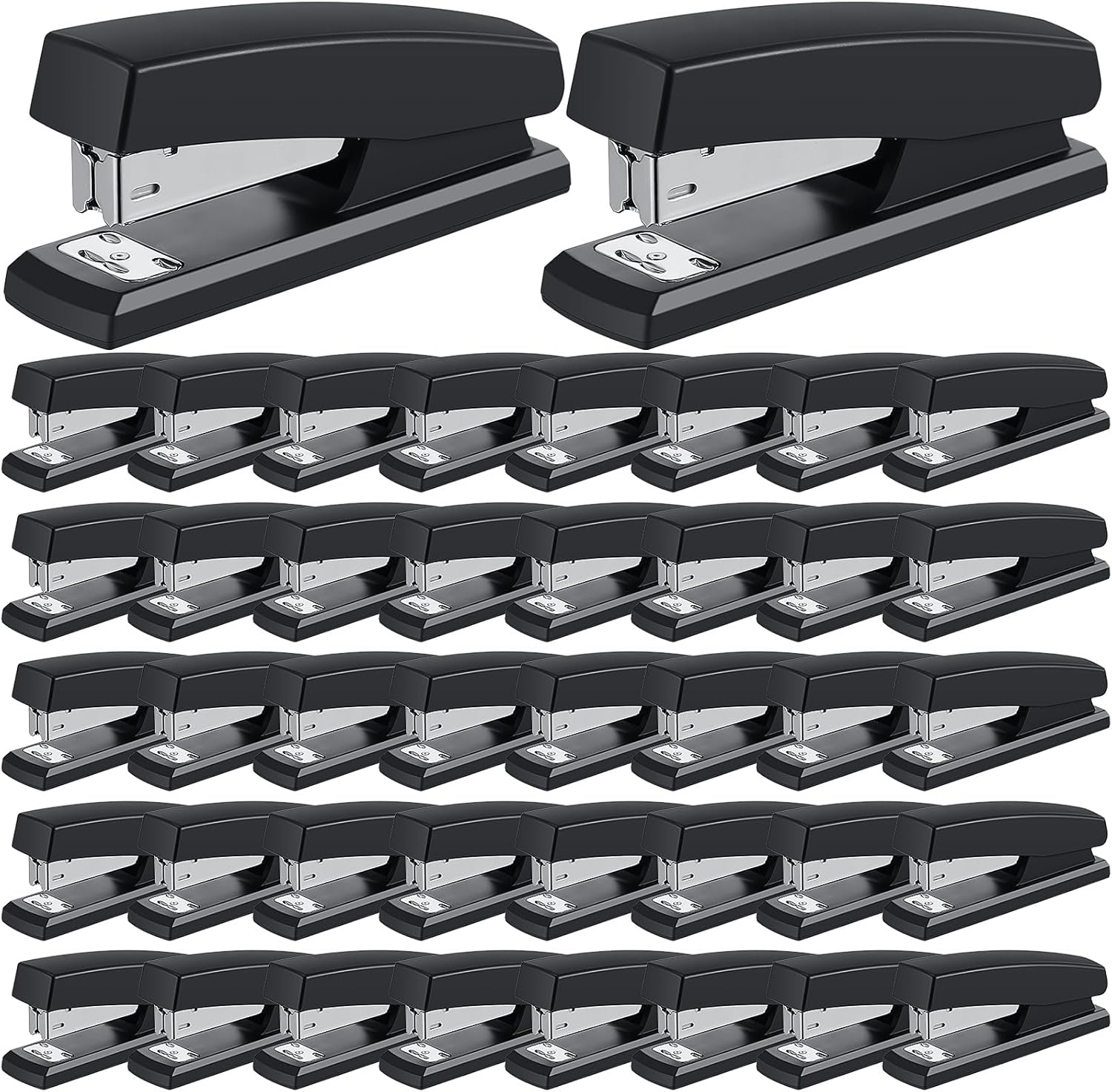 Qilery Engrapadora de escritorio a granel, 50 unidades, color negro, para la temporada escolar, suministros escolares, para oficina, capacidad de 25